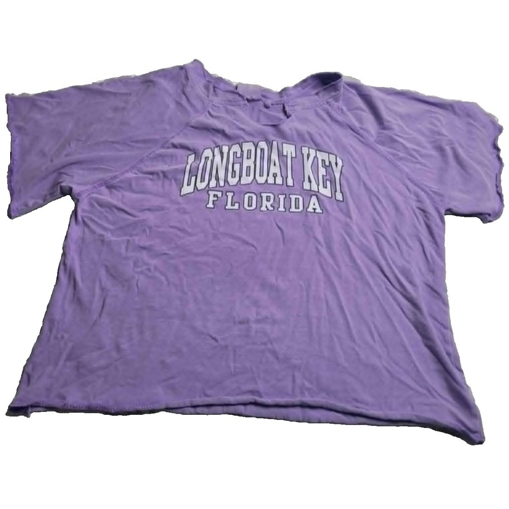 U.S. Vintage Longboat Key Florida Purple Cropped T-Shirt Women's Small